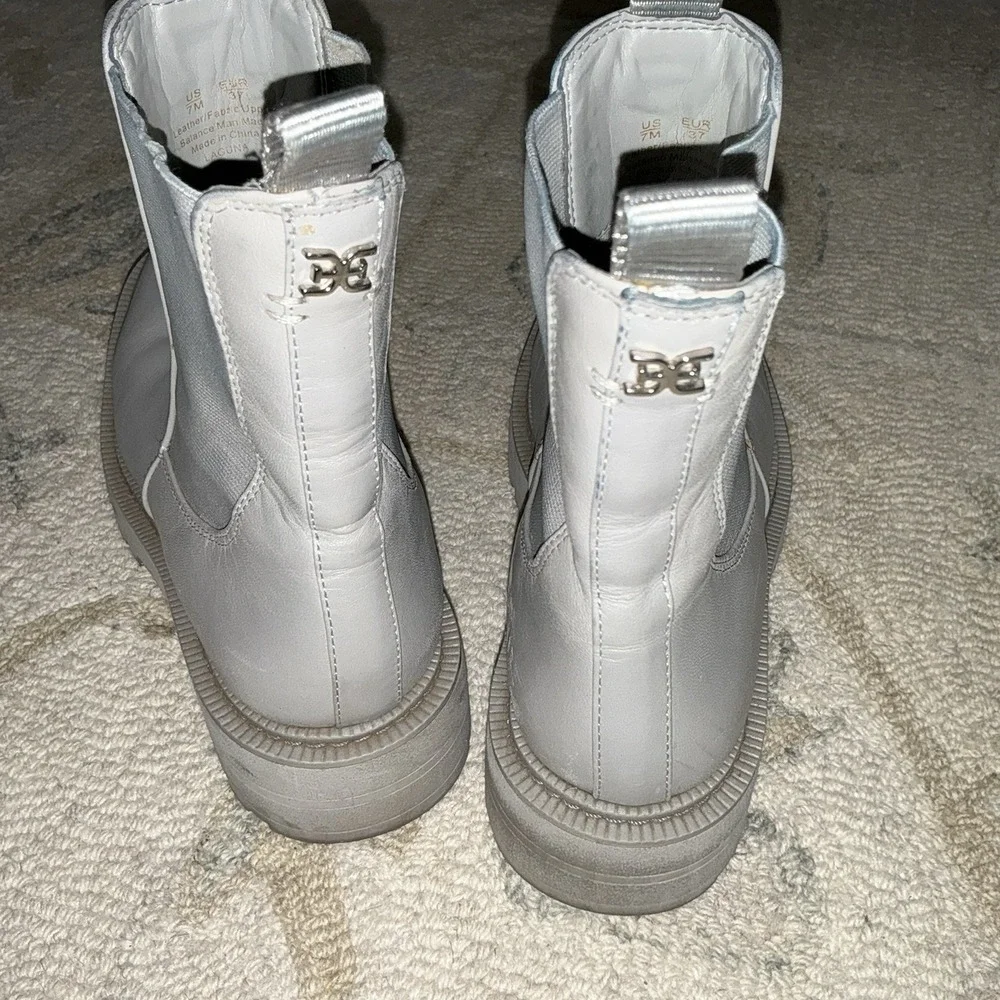 Sam Edelman Laguna Womens Leather Chelsea Boots‎ Light Grey Waterproof Size 7